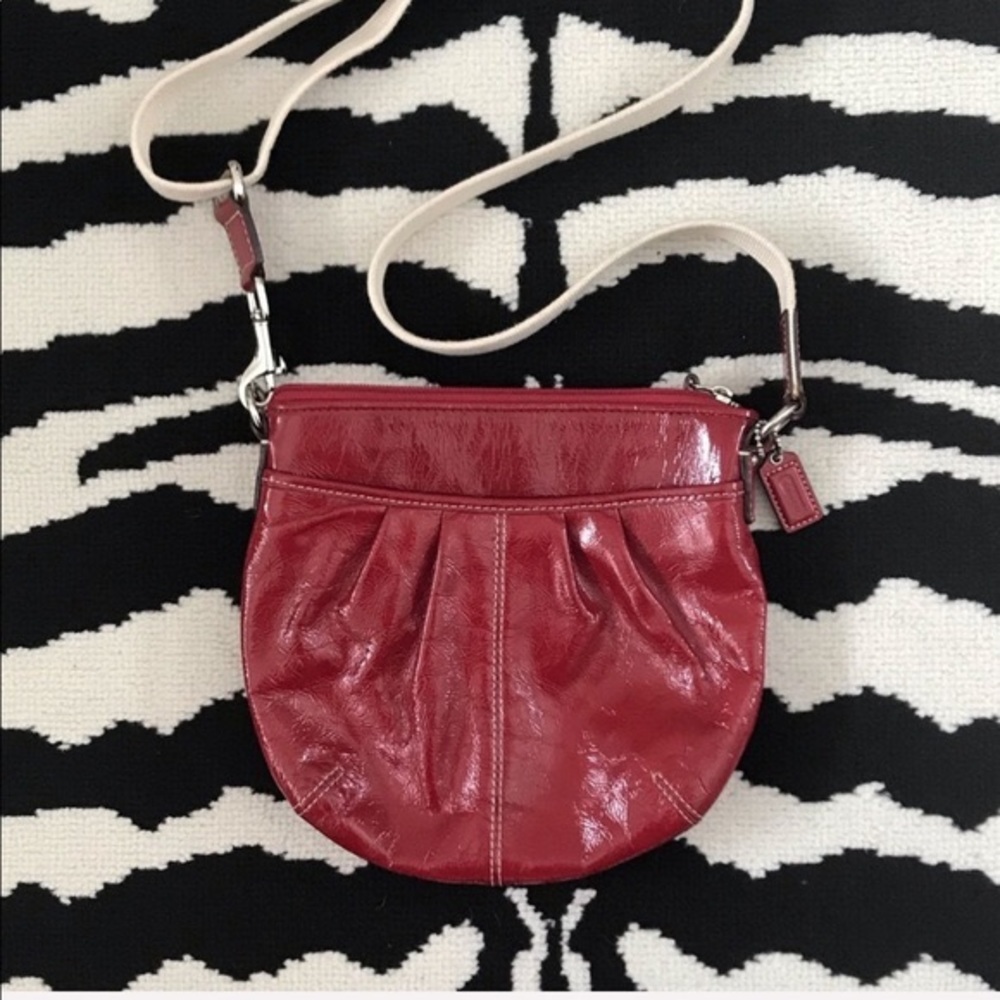 Coach Red Patent Pleated Swing-pack Bag